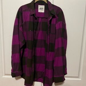 Aerie Purple and Black Flannel Shirt